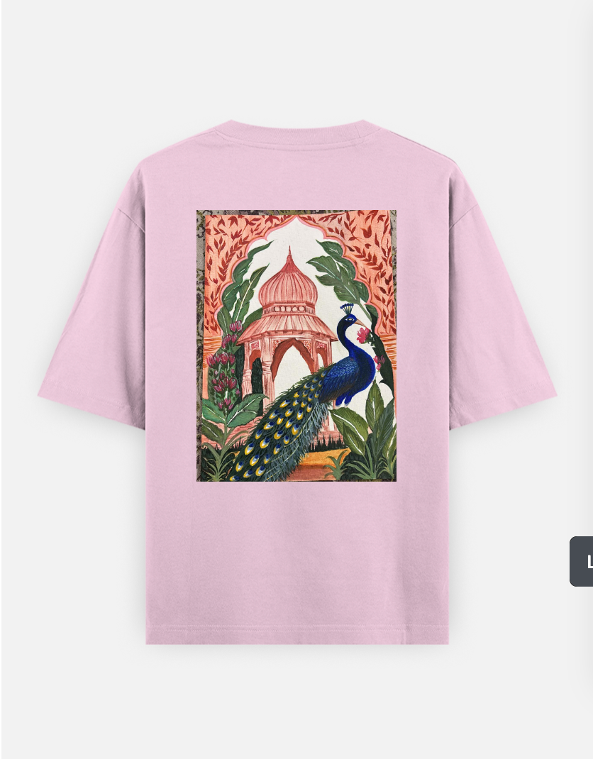 Peacock view Oversized T-shirt (Back print) by @ksillustrate