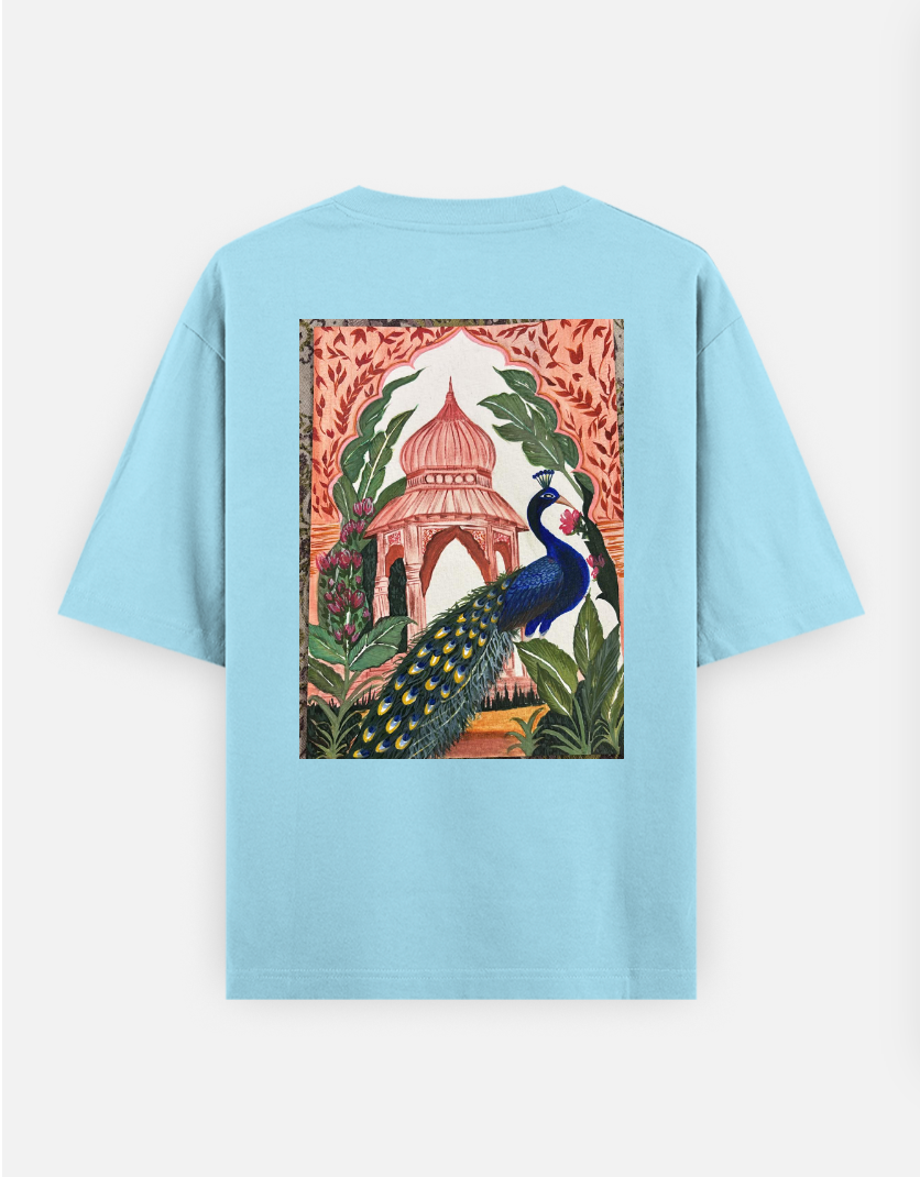 Peacock view Oversized T-shirt (Back print) by @ksillustrate