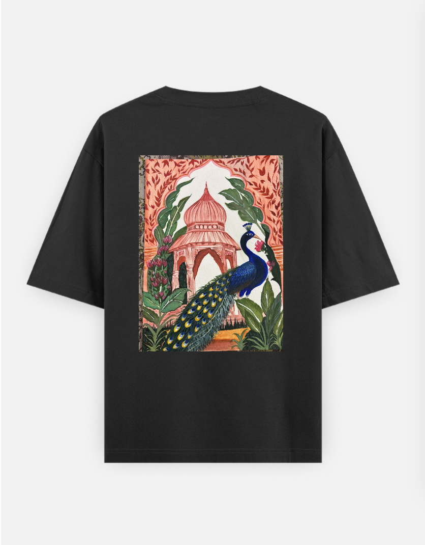 Peacock view Oversized T-shirt (Back print) by @ksillustrate
