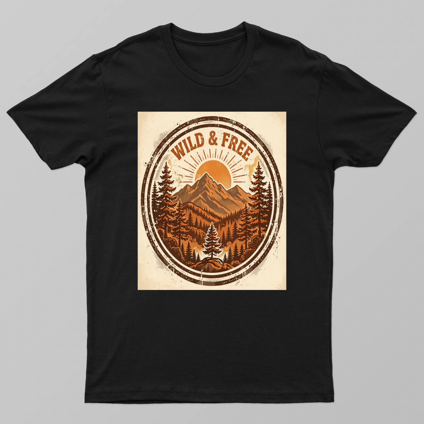 WILD & FREE Vintage Oval Badge Unisex T-shirt by VIMAL R