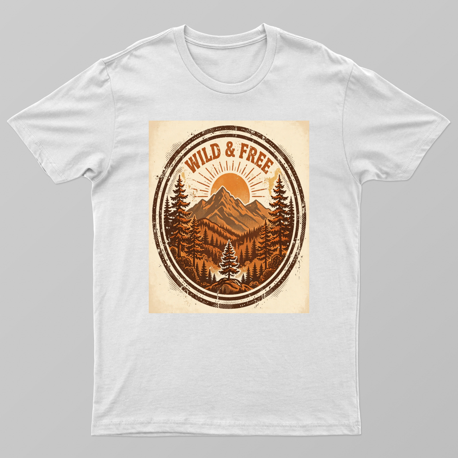 WILD & FREE Vintage Oval Badge Unisex T-shirt by VIMAL R