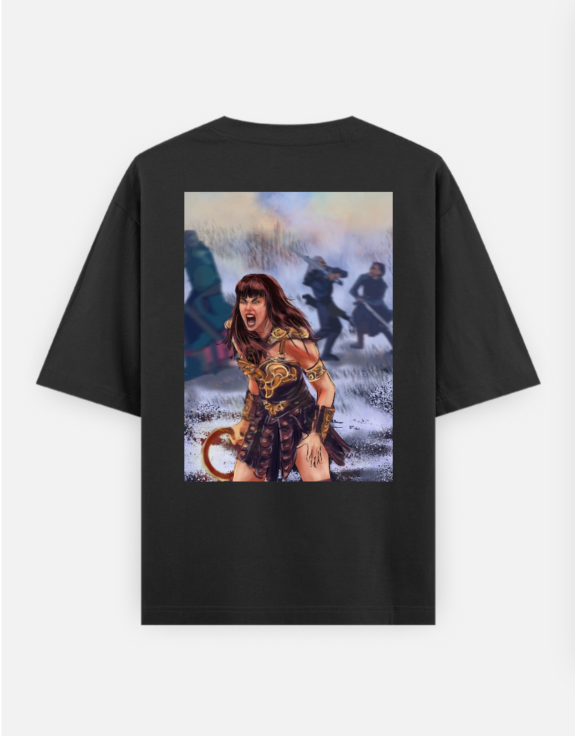 Warrior Princess Oversized T-shirt (Back print) by Henry ramchhana