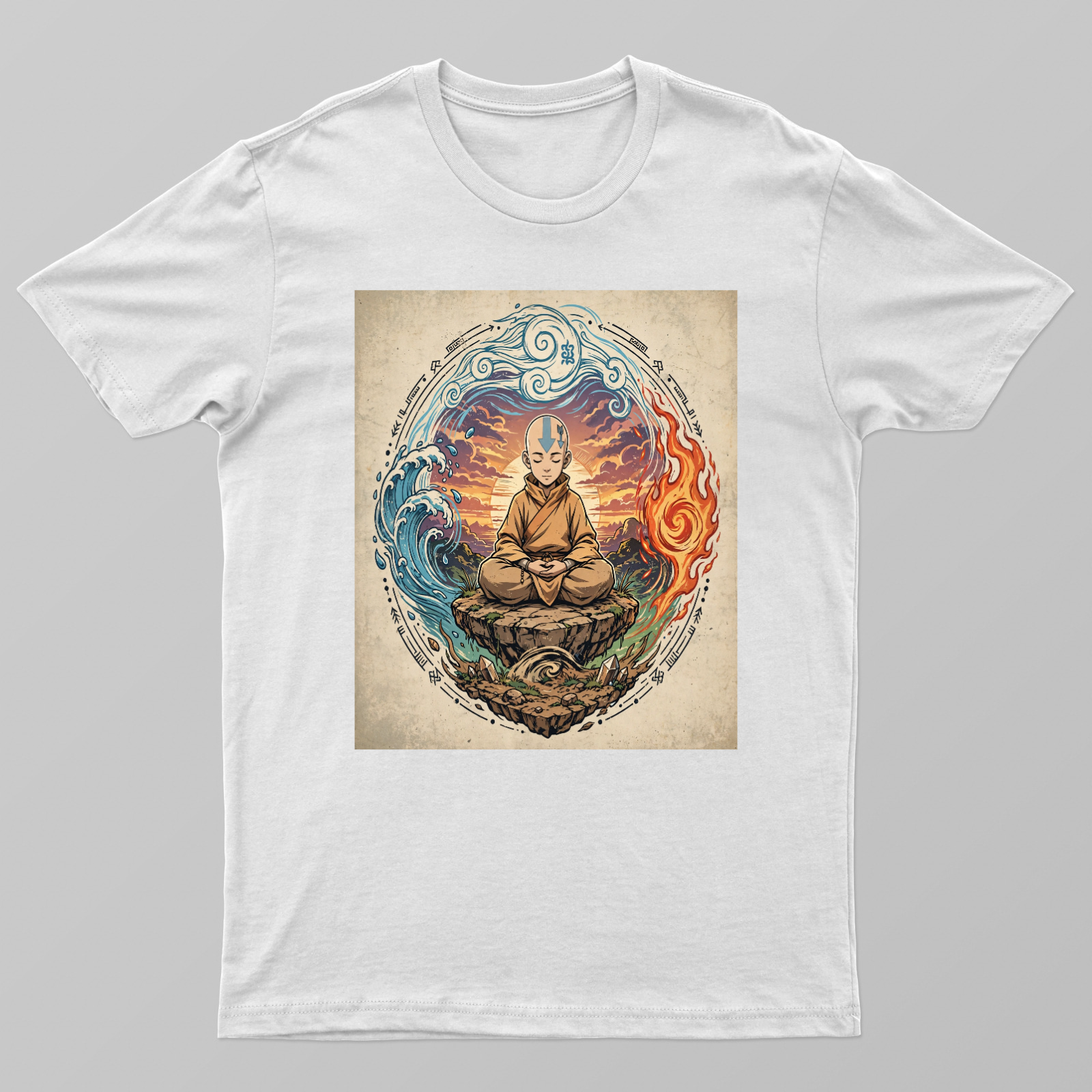 Airbender Meditation — Four Elements Aura (Color Anime) Unisex T-shirt by VIMAL R
