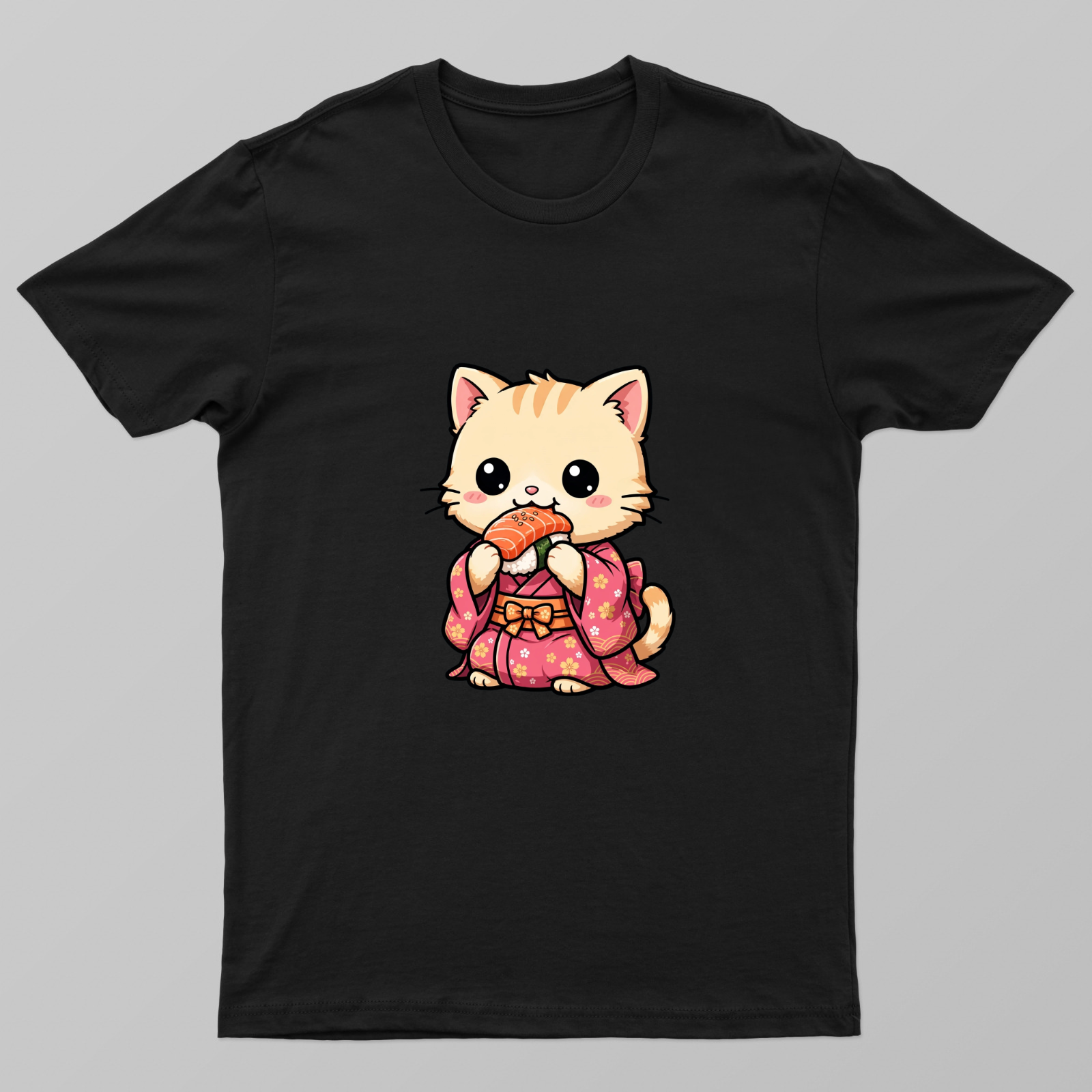 Kawaii Kimono Cat Sushi Unisex T-shirt by VIMAL R