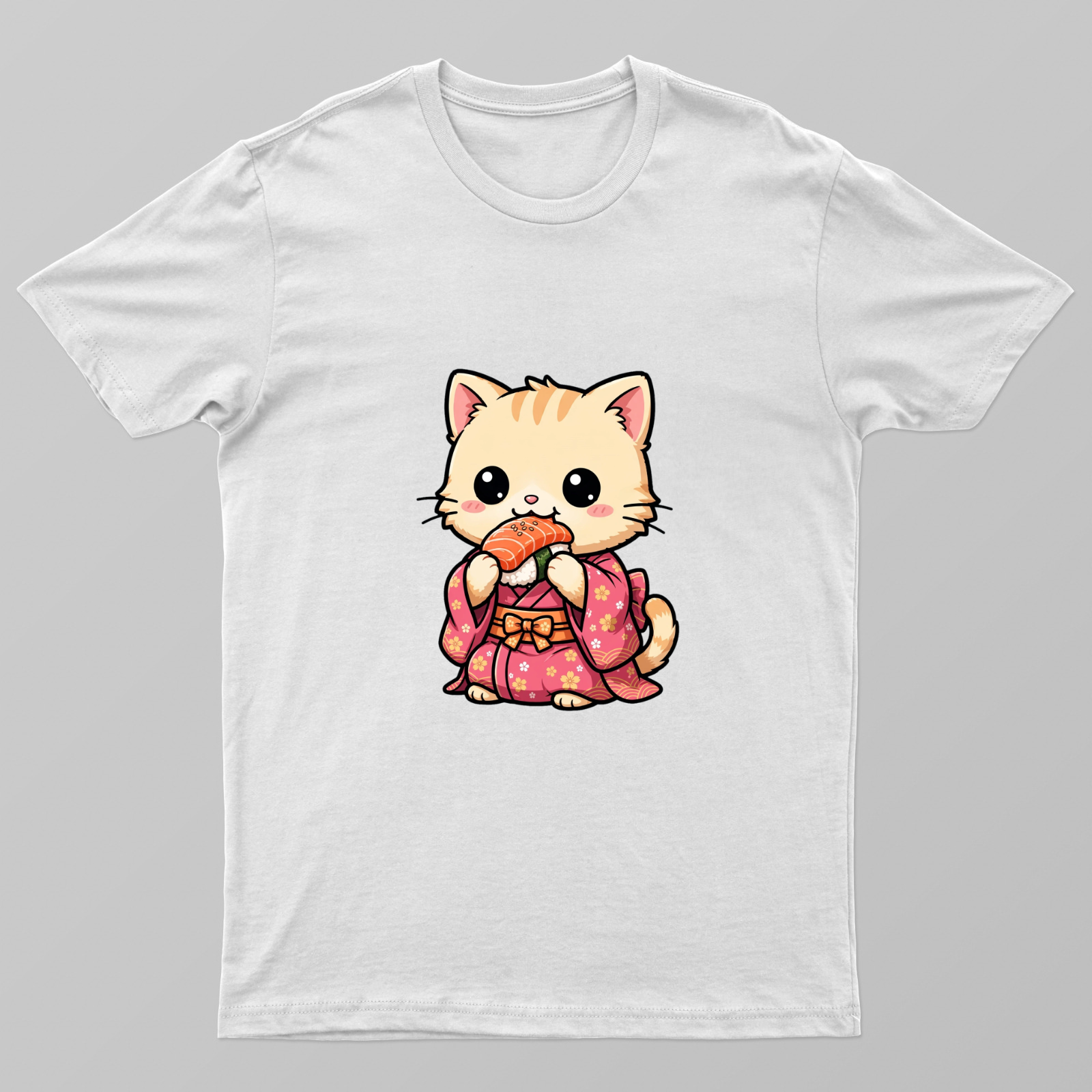 Kawaii Kimono Cat Sushi Unisex T-shirt by VIMAL R