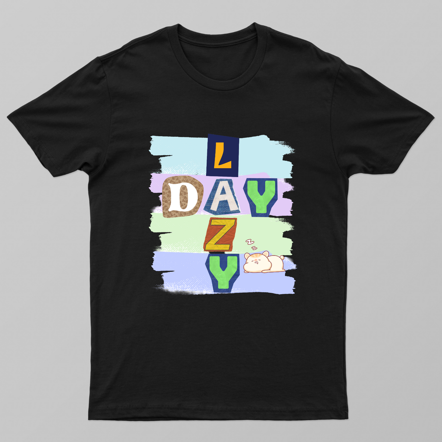 Lazy Day Cute Sleeping Cat Vintage Ransom Note Aesthetic T-Shirt Unisex T-shirt by SeJaa_Studio