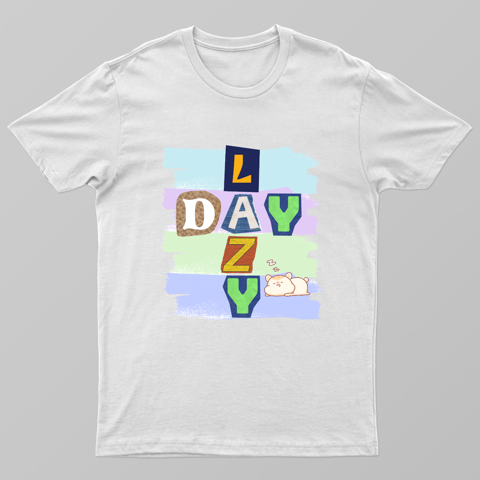 Lazy Day Cute Sleeping Cat Vintage Ransom Note Aesthetic T-Shirt Unisex T-shirt by SeJaa_Studio