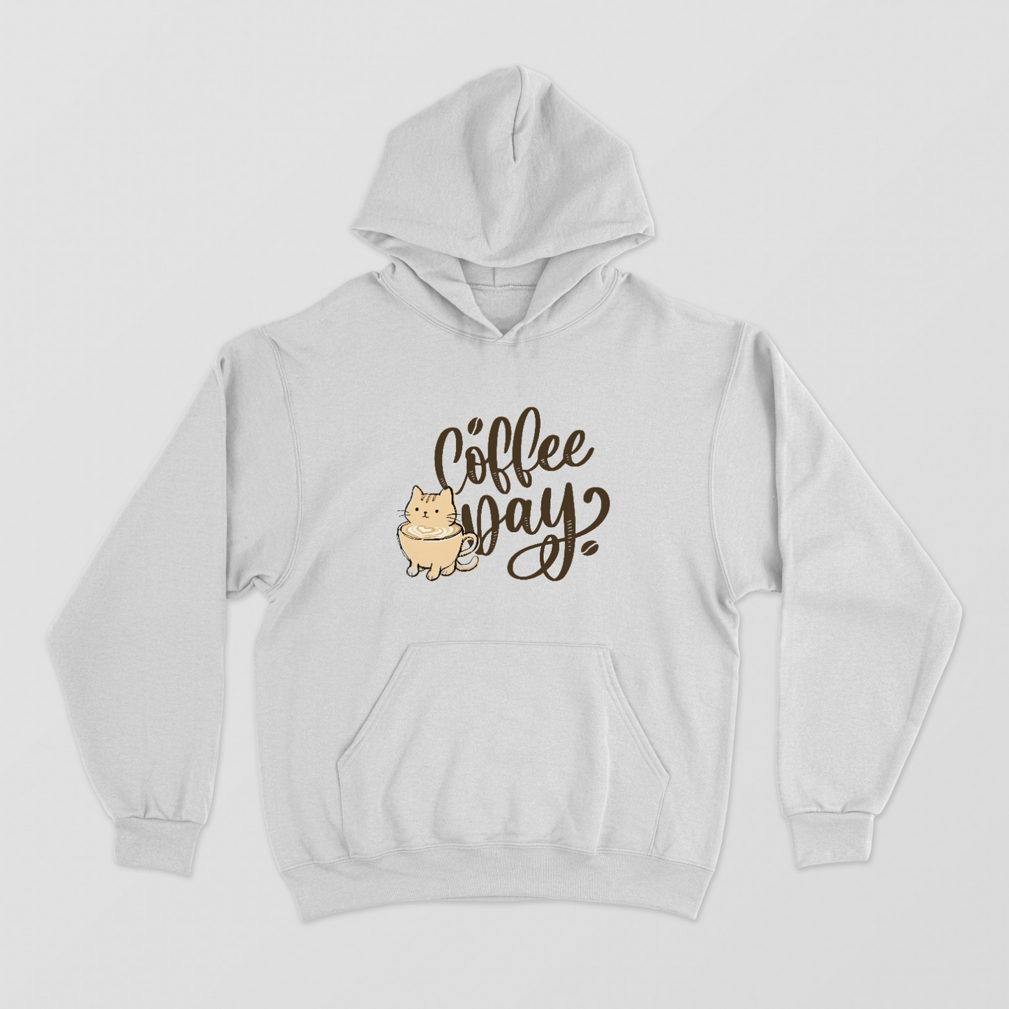 Coffee Day Cute Cat in Latte Cup Funny Coffee Lover Hoodie Unisex Hoodie by SeJaa_Studio
