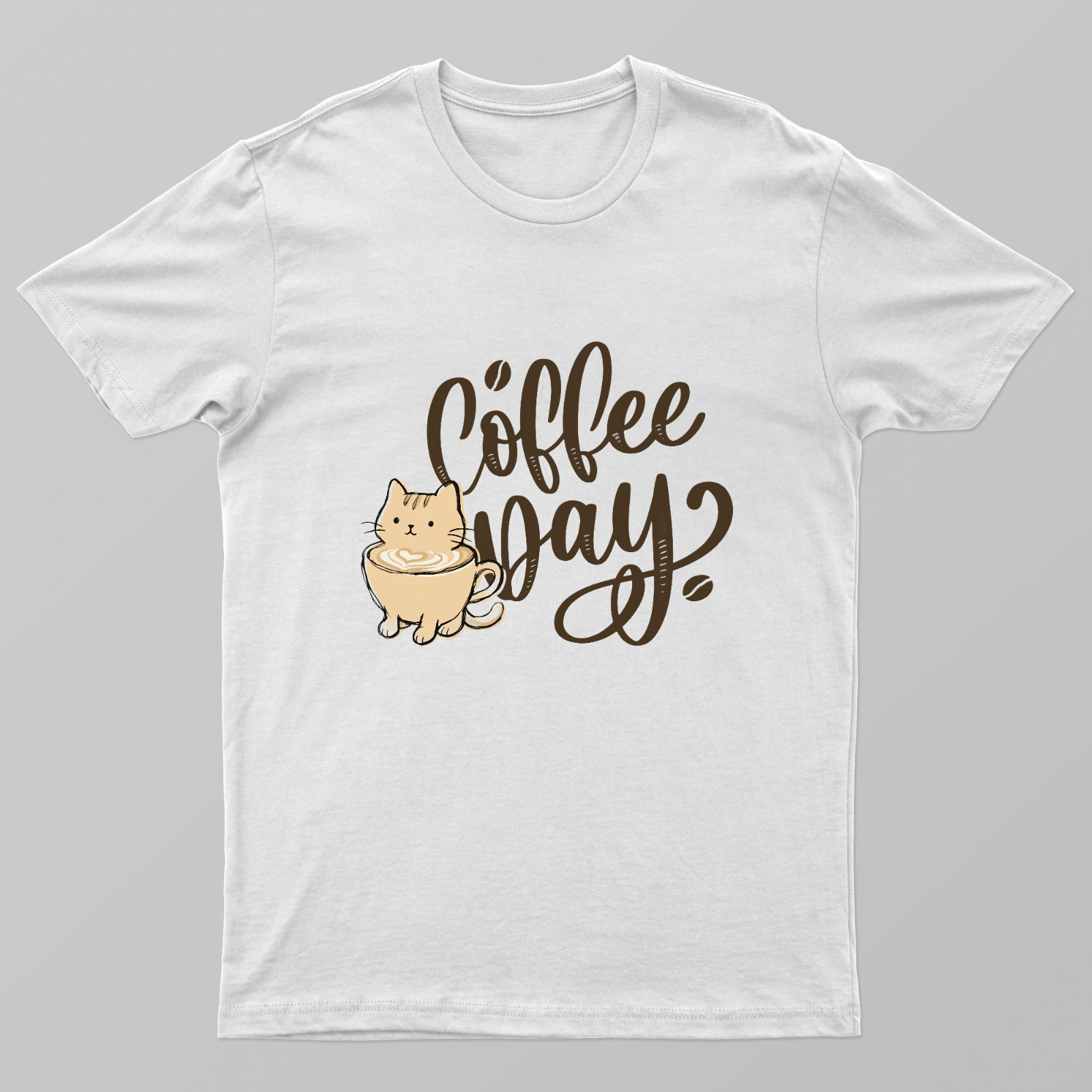 Coffee Day Cute Cat in Latte Cup Funny Coffee Lover T-Shirt Unisex T-shirt by SeJaa_Studio