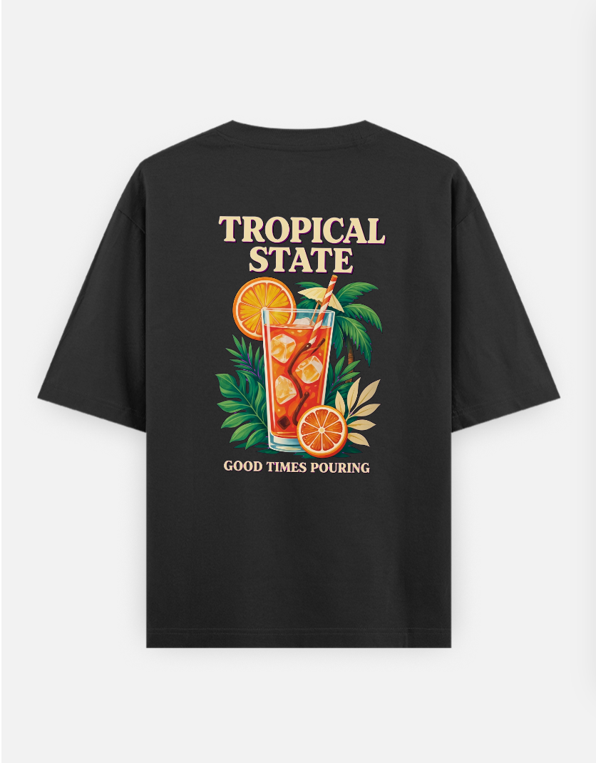 Tropical State oversized relaxed fit Oversized T-shirt (Back print) by VIMAL R