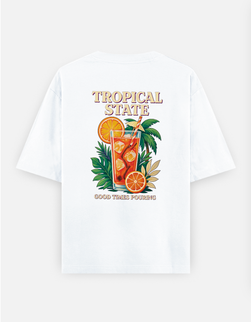Tropical State oversized relaxed fit Oversized T-shirt (Back print) by VIMAL R