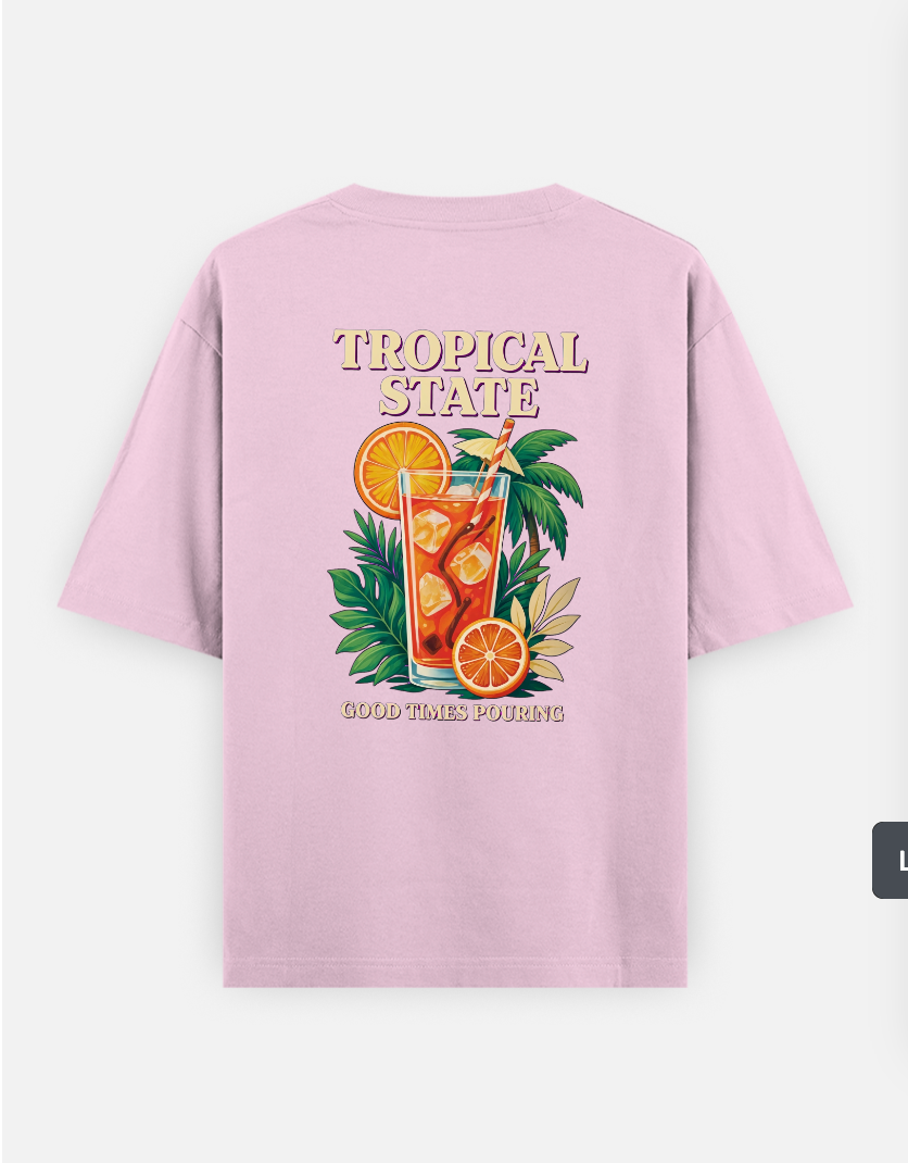 Tropical State oversized relaxed fit Oversized T-shirt (Back print) by VIMAL R
