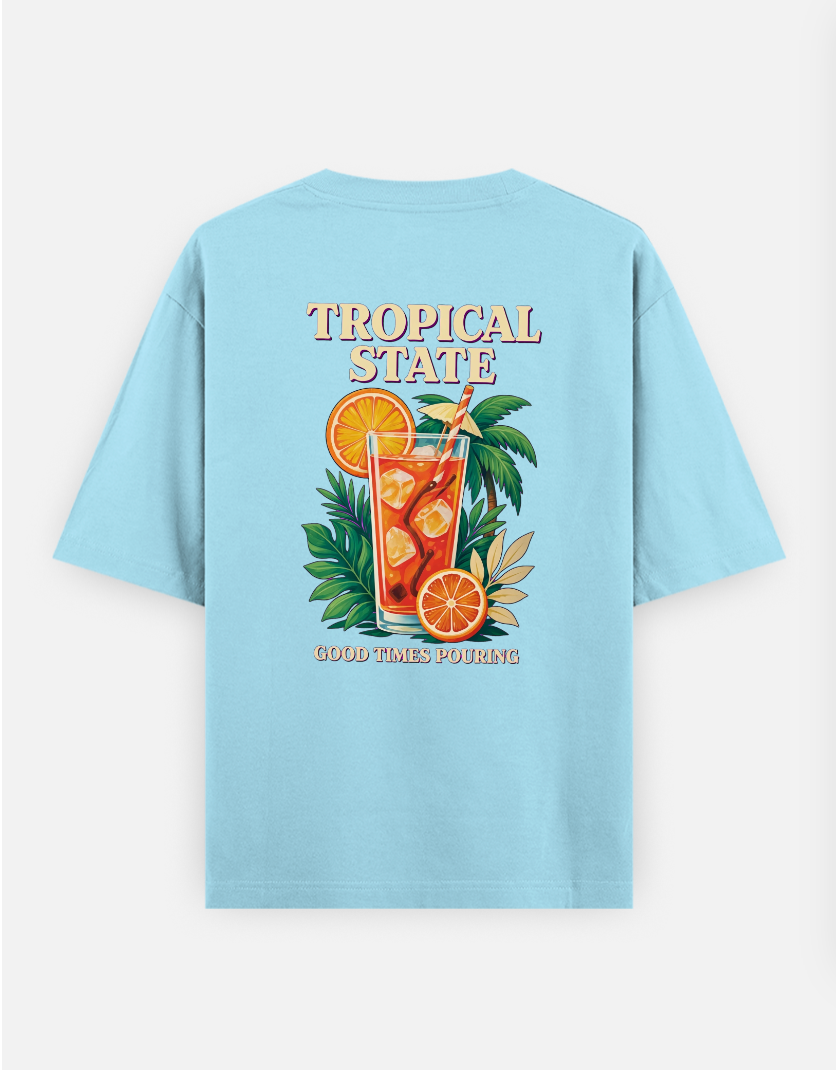 Tropical State oversized relaxed fit Oversized T-shirt (Back print) by VIMAL R
