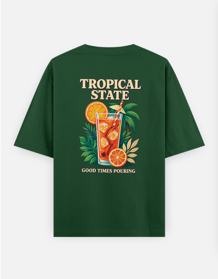 Tropical State oversized relaxed fit Oversized T-shirt (Back print) by VIMAL R