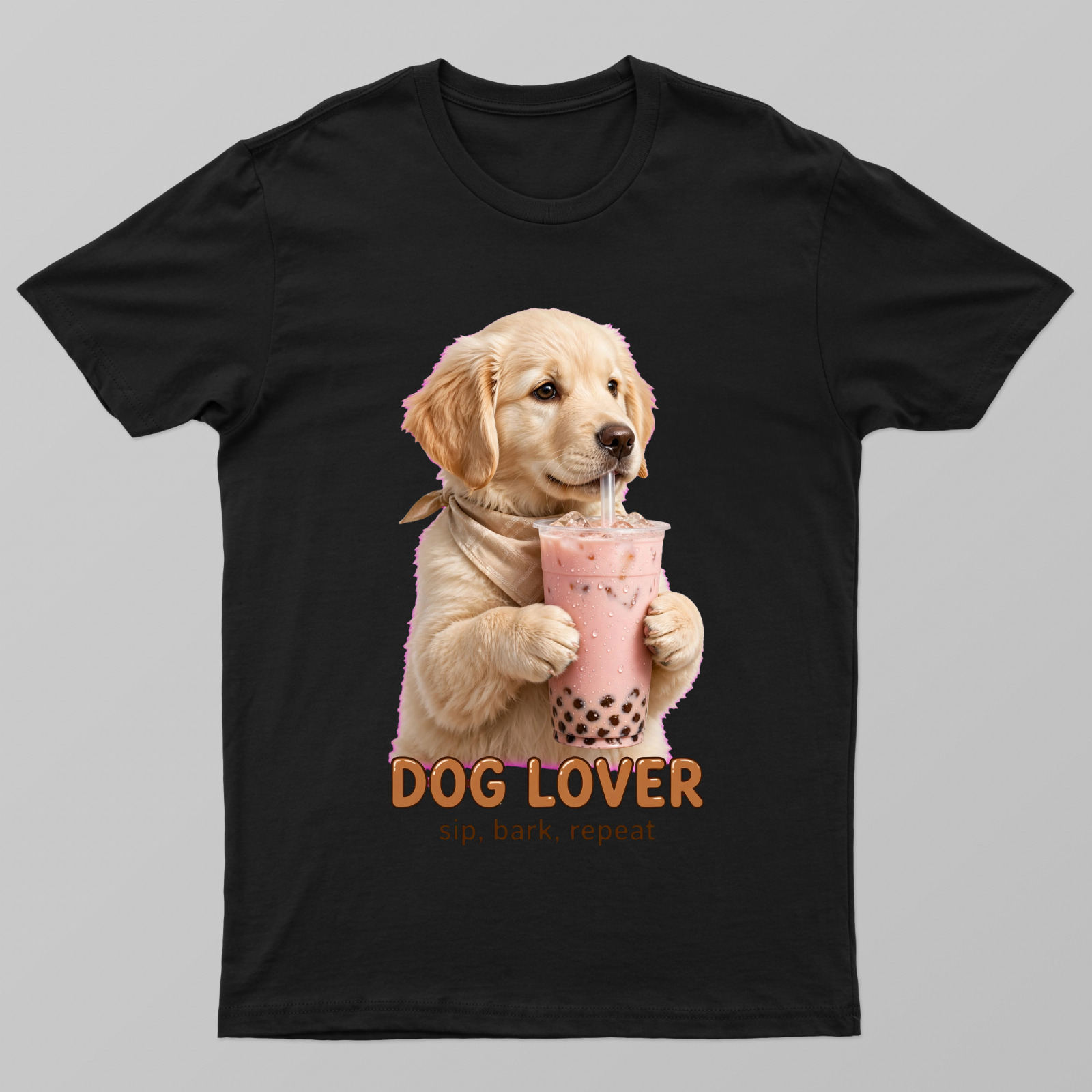 Dog Cooldrinks Realistic Image Design Unisex T-shirt by VIMAL R