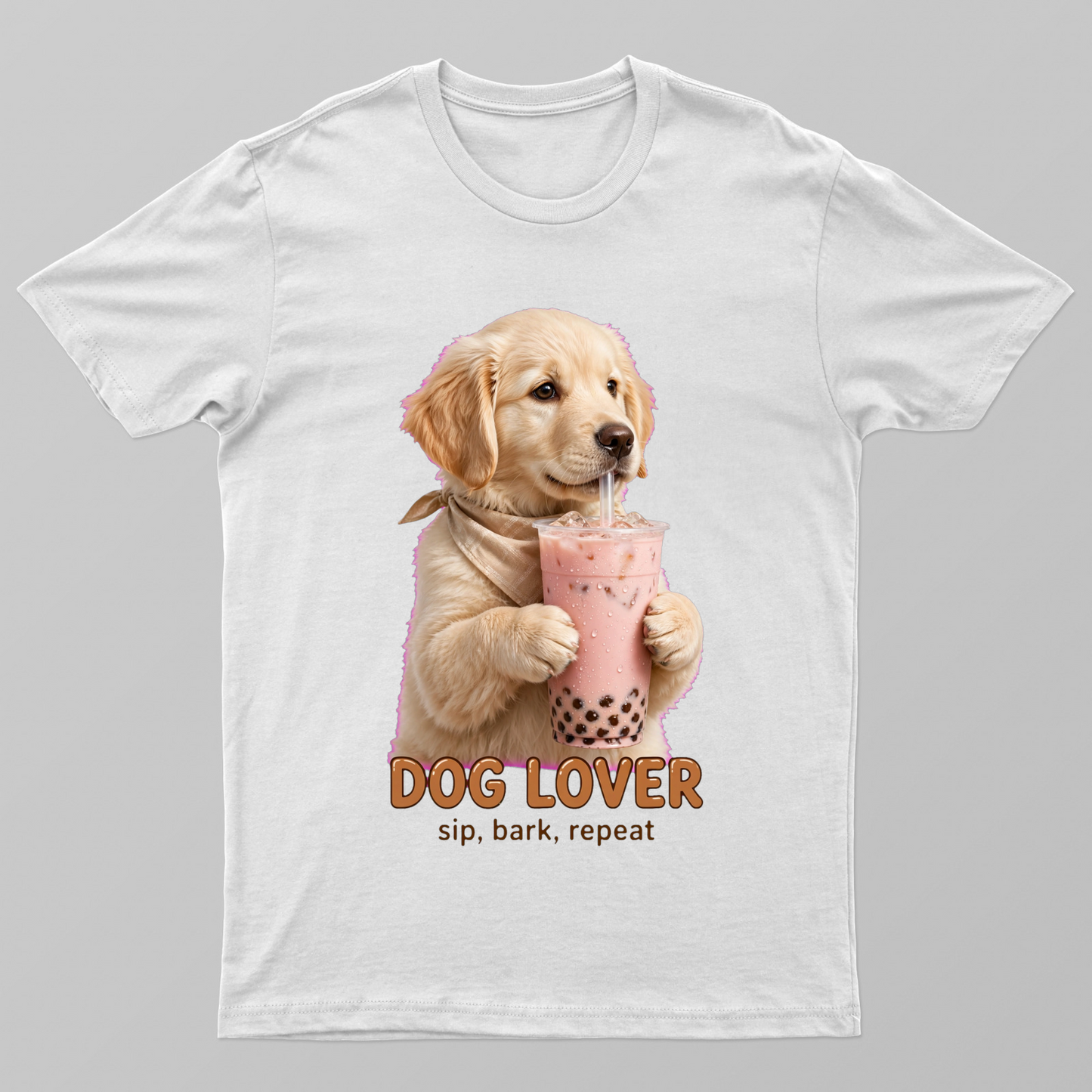 Dog Cooldrinks Realistic Image Design Unisex T-shirt by VIMAL R
