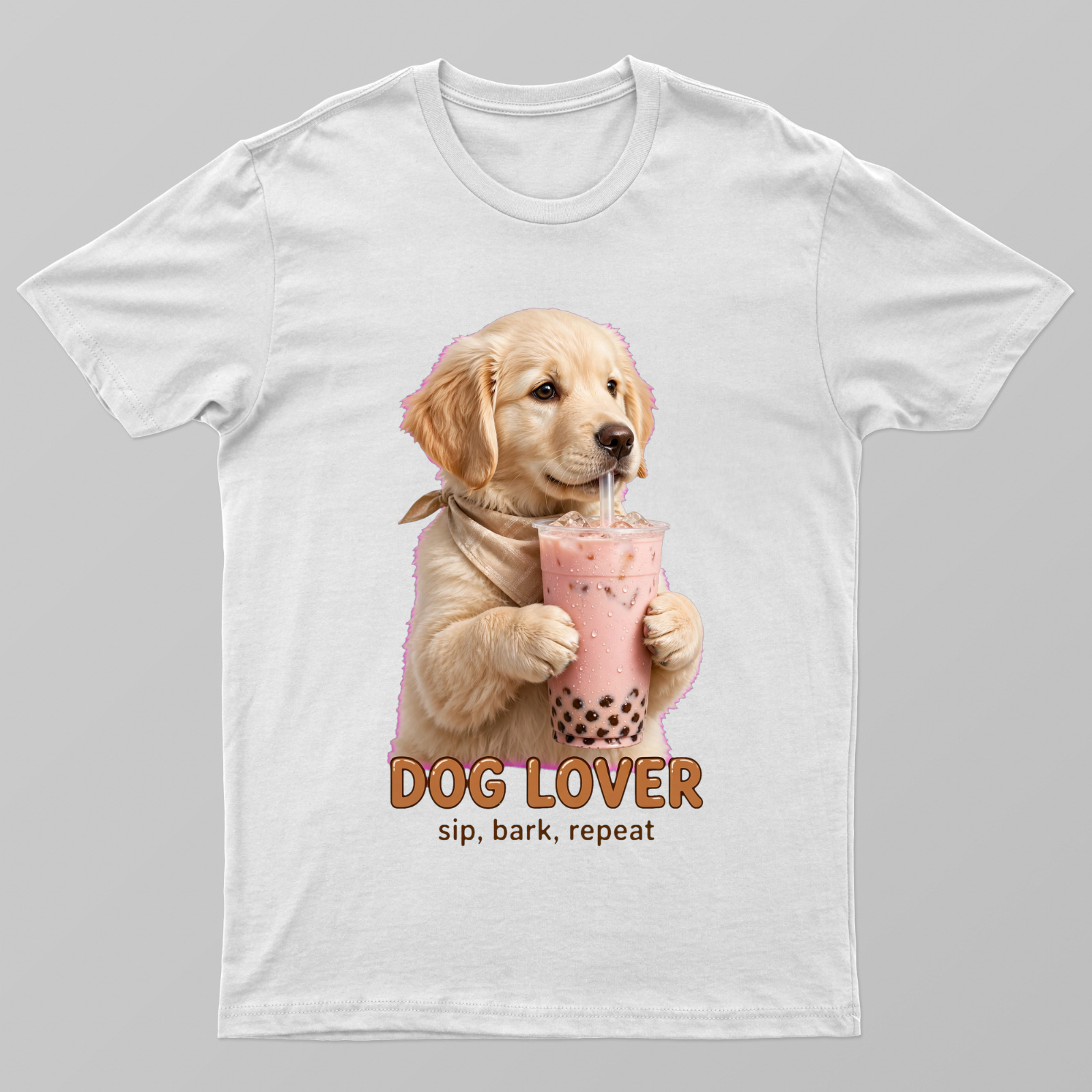 Dog Cooldrinks Realistic Image Design Unisex T-shirt by VIMAL R