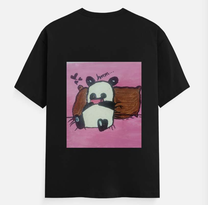 Lazy panda 🐼 Unisex T-shirt back print by Anjali Dotka