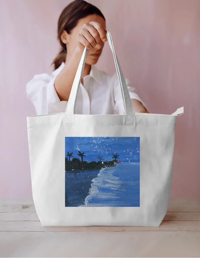 Blue waves Everyday Large Tote Bag by Anjali Dotka