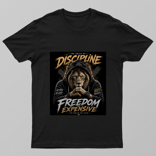 The Price of Discipline – Lion King Premium Motivational Streetwear T-Shirt Unisex T-shirt by @preetmaan315
