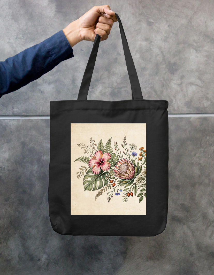 Floral Aesthetic Tote Bag Zipper Tote Bag by @rd_digital_store