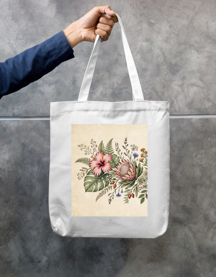 Floral Aesthetic Tote Bag Zipper Tote Bag by @rd_digital_store