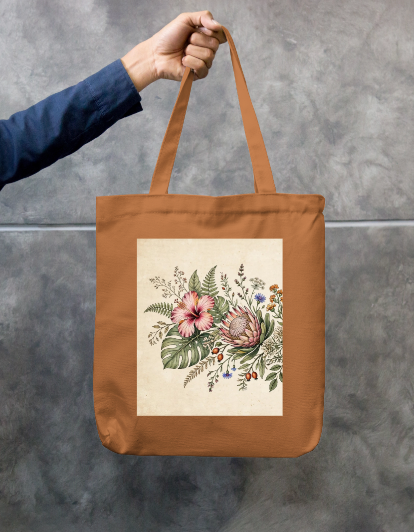 Floral Aesthetic Tote Bag Zipper Tote Bag by @rd_digital_store