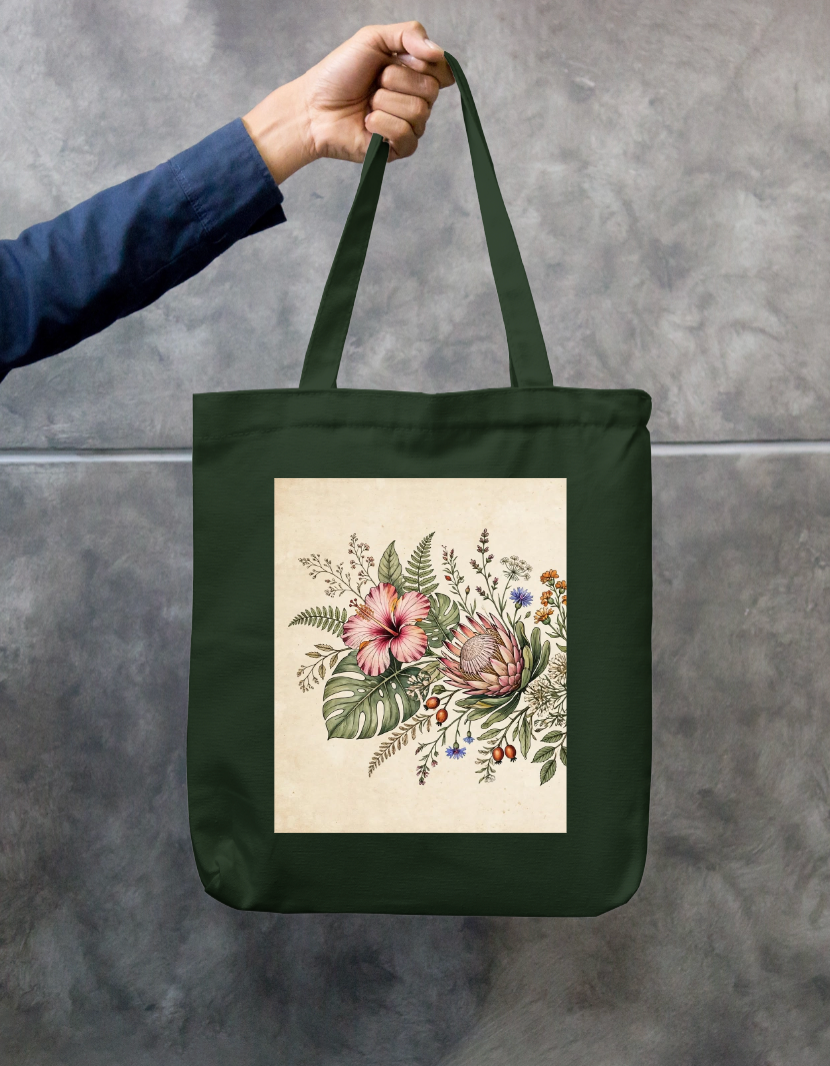Floral Aesthetic Tote Bag Zipper Tote Bag by @rd_digital_store