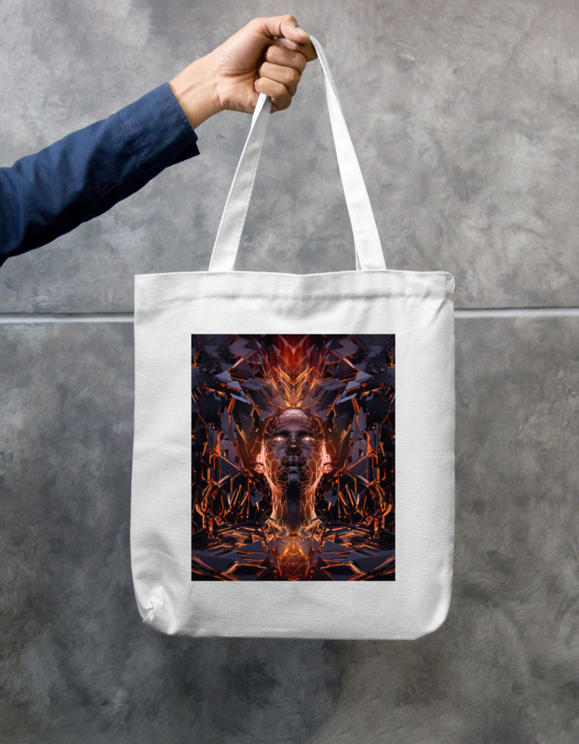 Abstract Face Tote Bag Zipper Tote Bag by @rd_digital_store