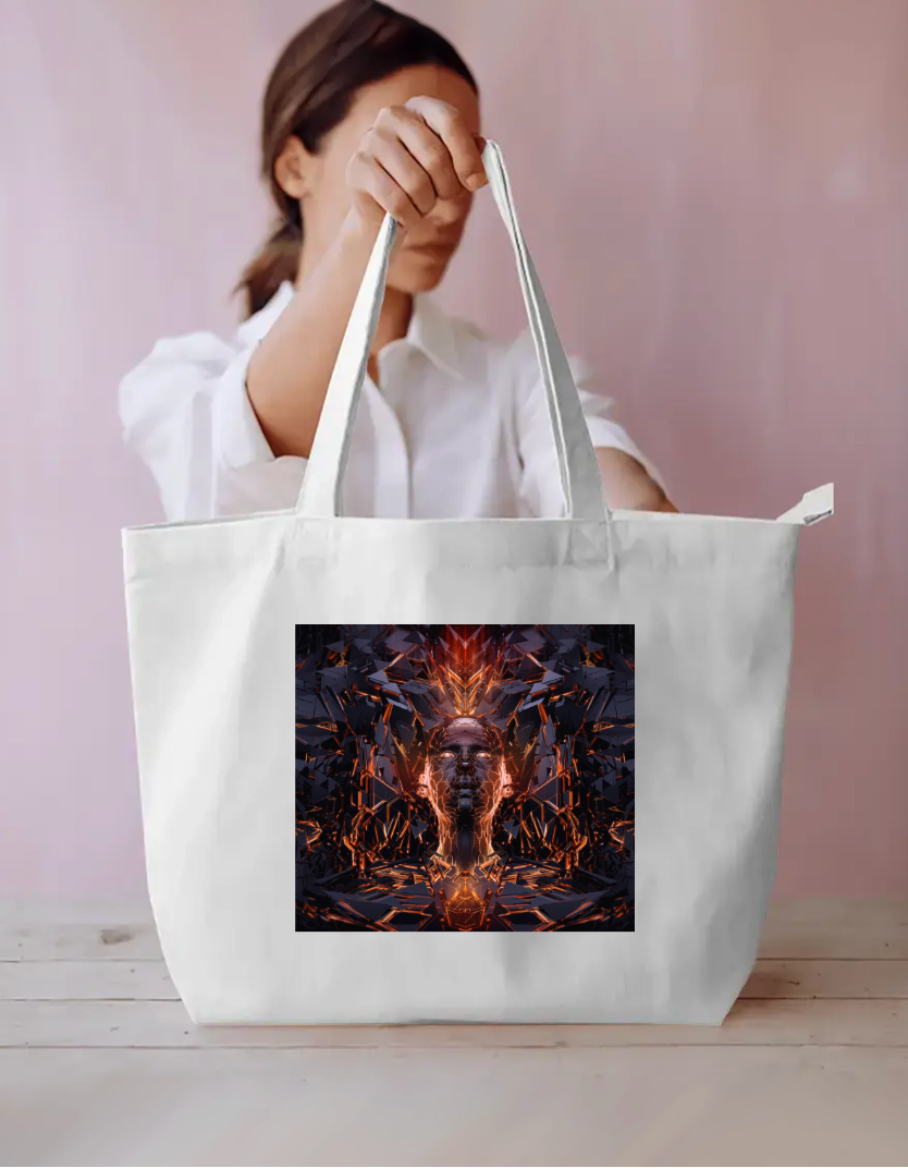 Abstract Face Tote Bag Everyday Large Tote Bag by @rd_digital_store
