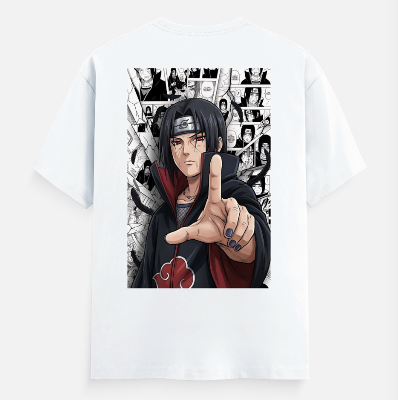 Itachi Uchiha art work on back side Unisex T-shirt back print by @huzaifa..khan