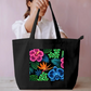 Neon Floral Design Tote Bag Everyday Large Tote Bag by @rd_digital_store