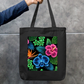 Neon Floral Design Tote Bag Zipper Tote Bag by @rd_digital_store