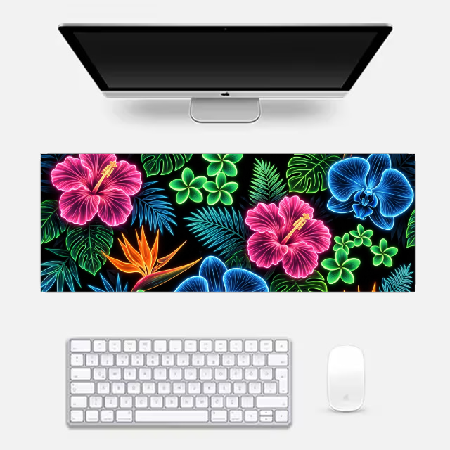 Neon Floral Gaming Pad Gaming Pad by @rd_digital_store