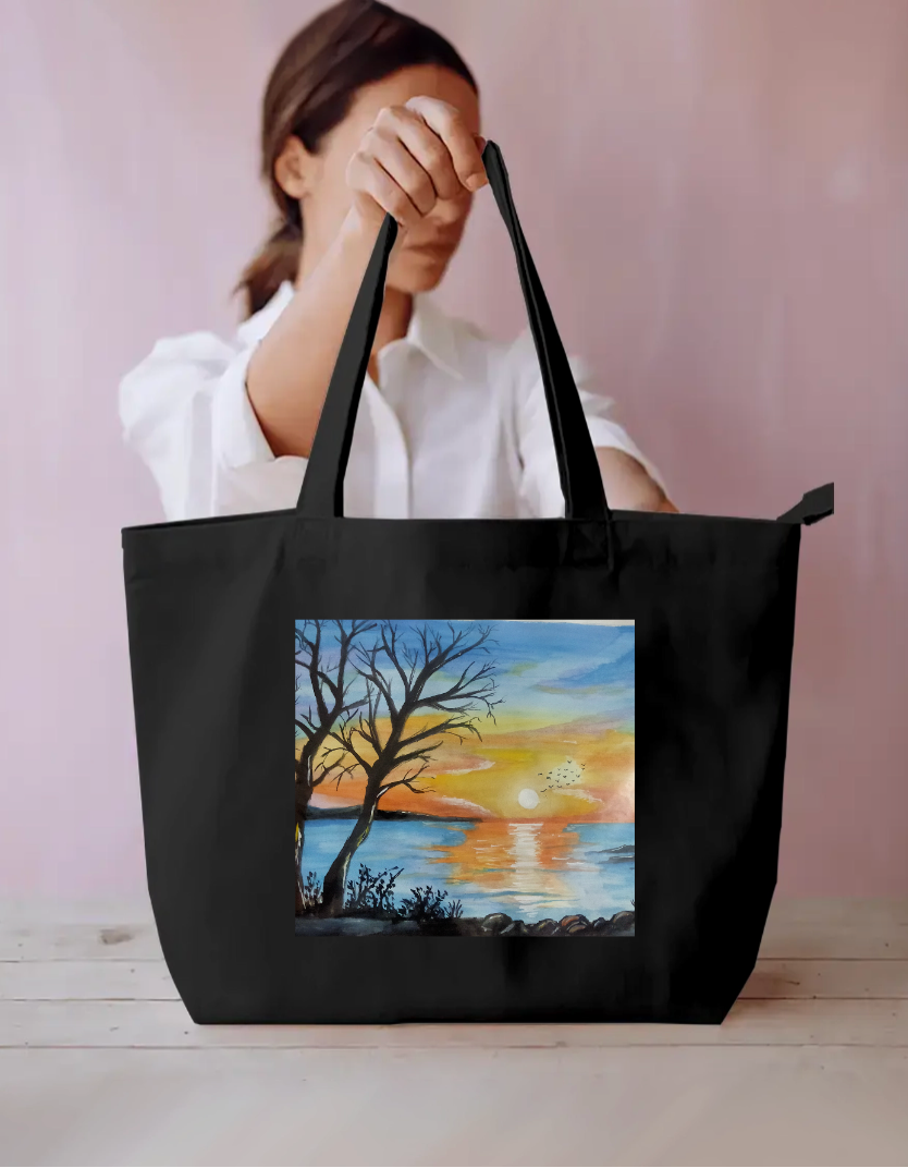 Beautiful sunset painting Everyday Large Tote Bag by @huzaifa..khan