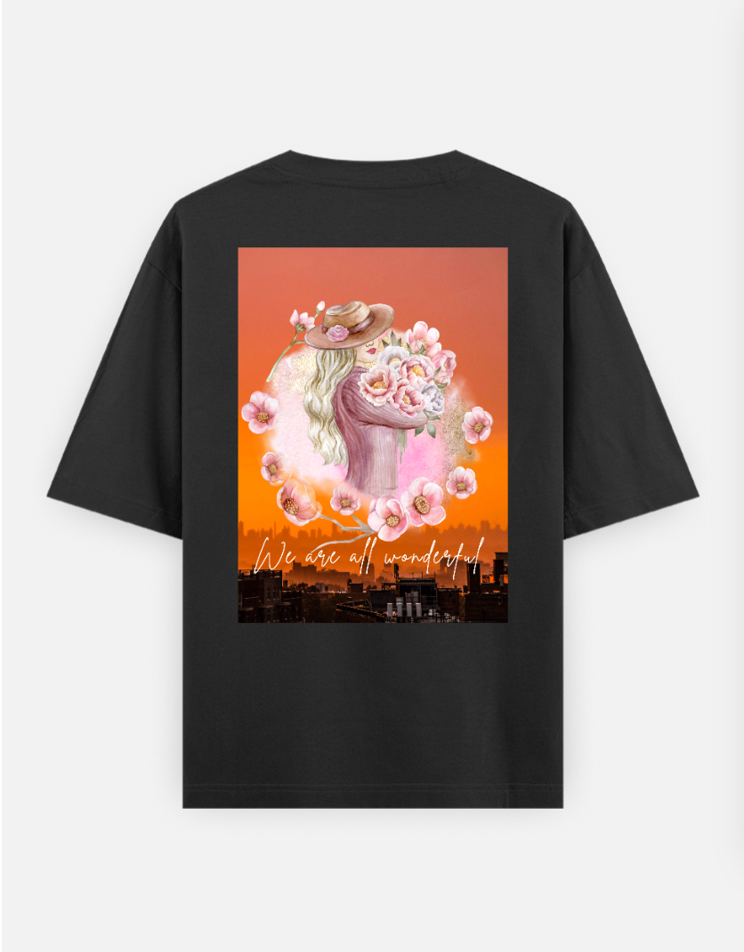 We Are All Wonderful Oversized T-shirt (Back print) by Arjun Srivastaua