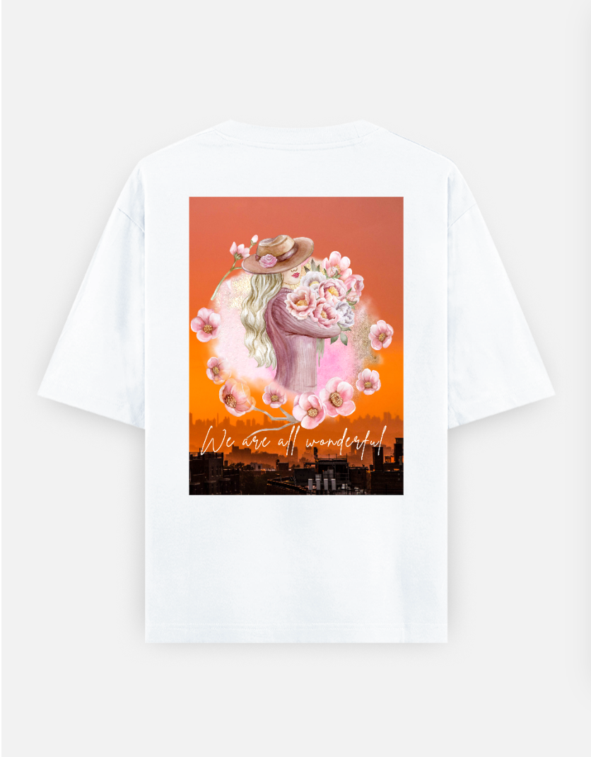 We Are All Wonderful Oversized T-shirt (Back print) by Arjun Srivastaua