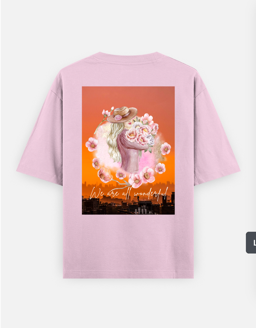 We Are All Wonderful Oversized T-shirt (Back print) by Arjun Srivastaua