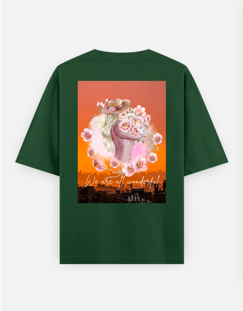 We Are All Wonderful Oversized T-shirt (Back print) by Arjun Srivastaua