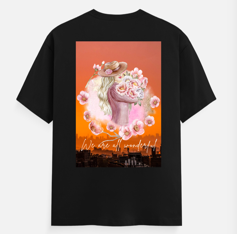 We Are All Wonderful Unisex T-shirt back print by Arjun Srivastaua
