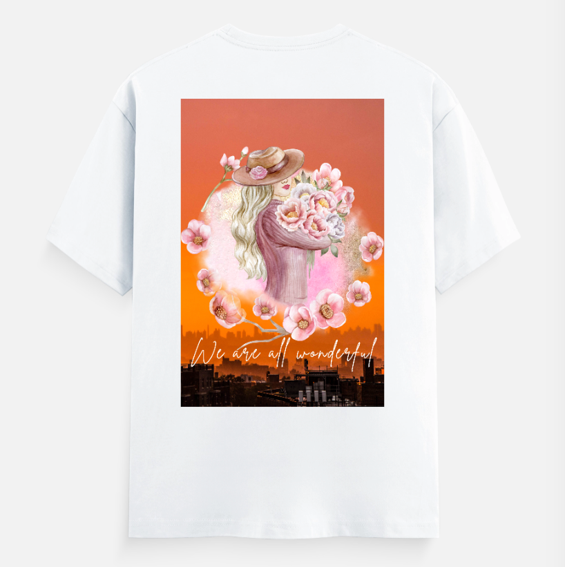 We Are All Wonderful Unisex T-shirt back print by Arjun Srivastaua