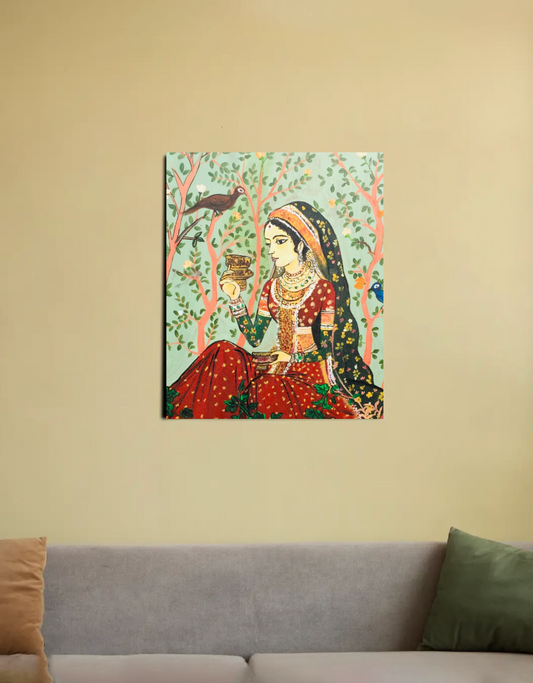 Indian Traditional Mugal Pichwai art 16"x20" Canvas Poster by @nehatiwari_006