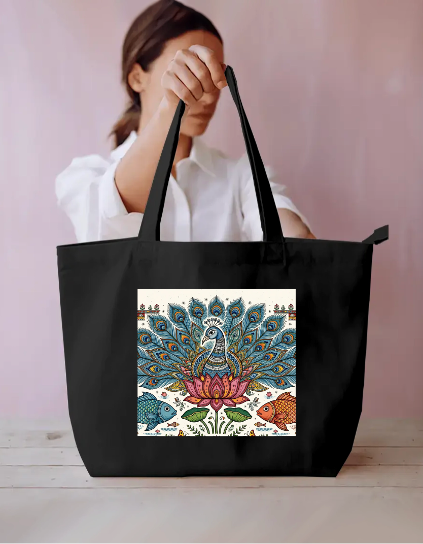 Peacock Art Tote Bag Everyday Large Tote Bag by @rd_digital_store