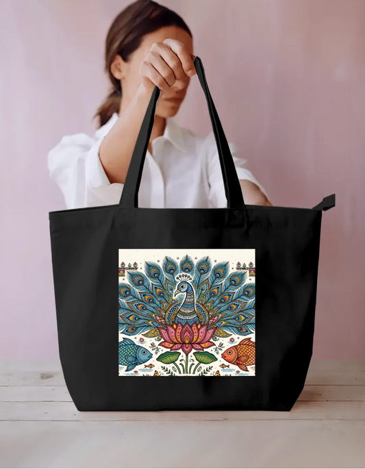 Peacock Art Tote Bag Everyday Large Tote Bag by @rd_digital_store