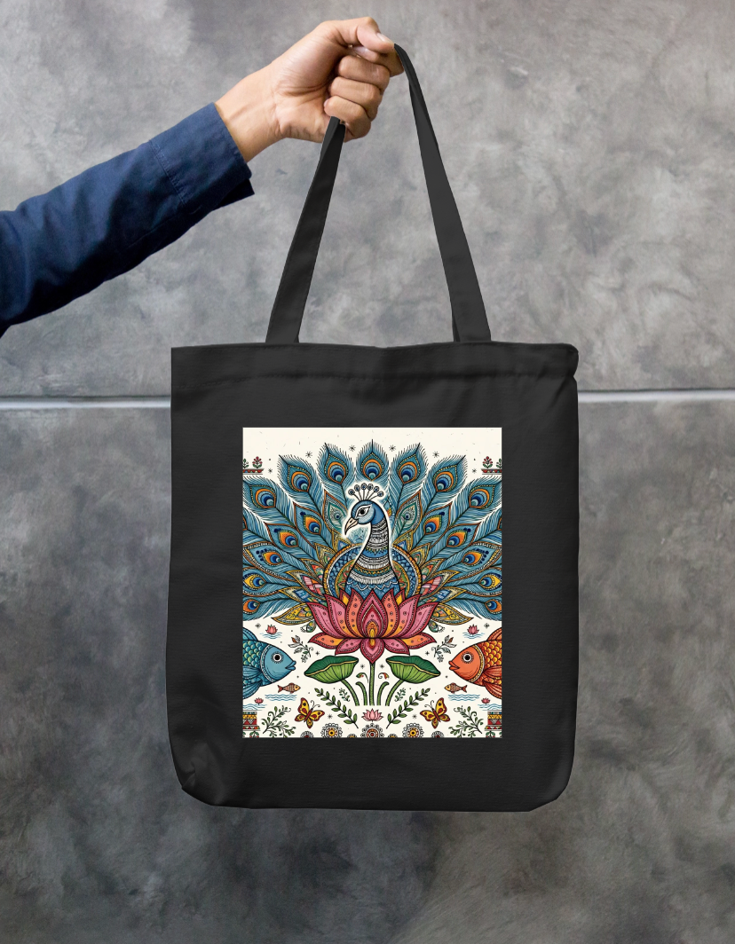 Peacock Art Tote Bag Zipper Tote Bag by @rd_digital_store