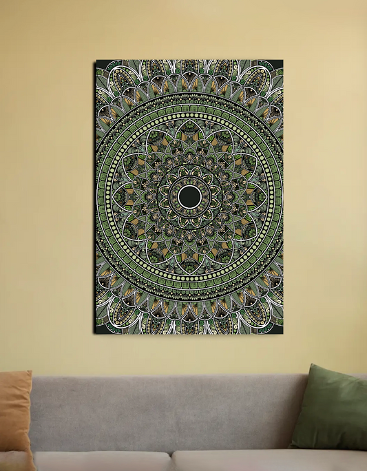 Sage Green Botanical Mandala 20"x30" Canvas Poster by @artistic.soul_np_