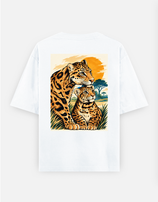 Leopard Oversized T-shirt (Back print) by Mardrella Kharmawphlang