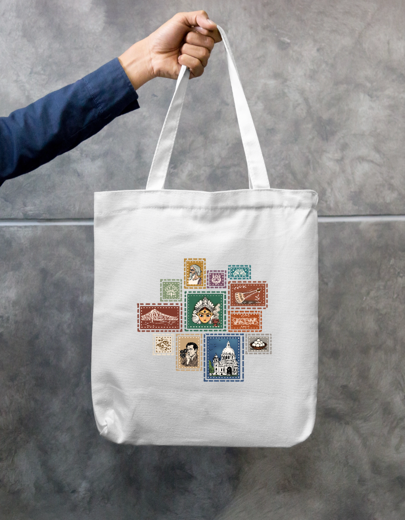 Bengali Heritage Stamp Collection Tote Bag Zipper Tote Bag by @artistic.soul_np_