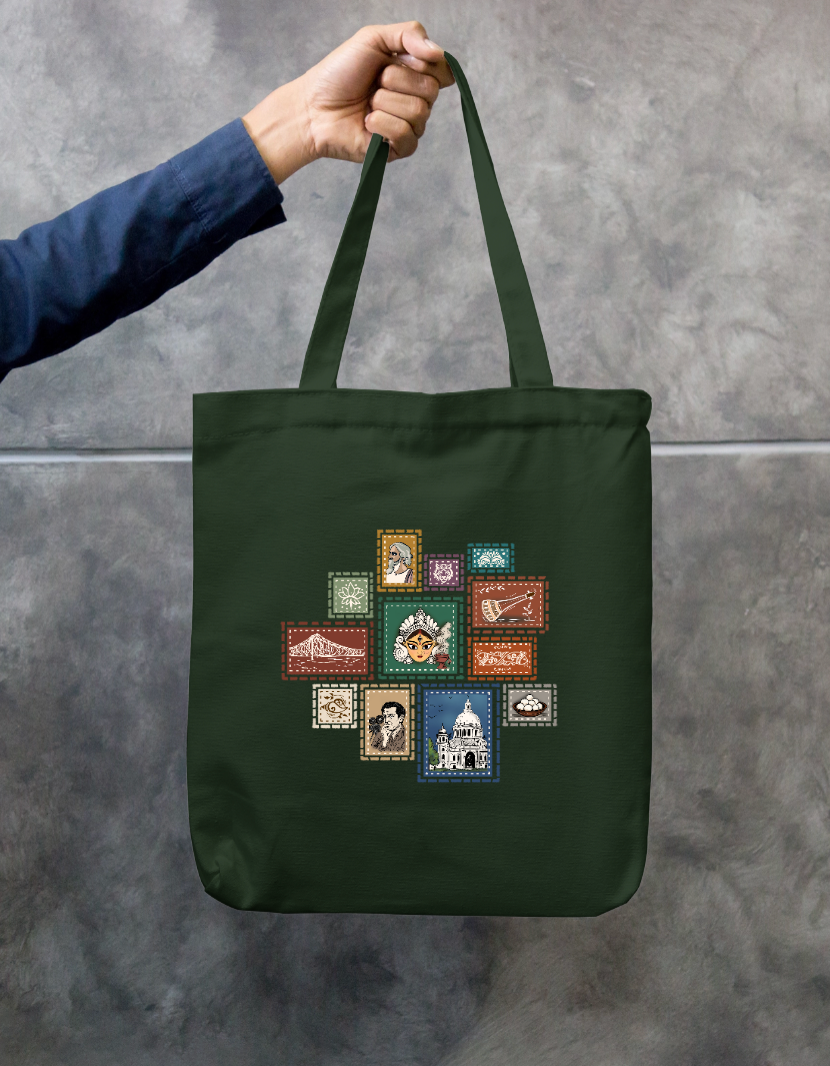 Bengali Heritage Stamp Collection Tote Bag Zipper Tote Bag by @artistic.soul_np_