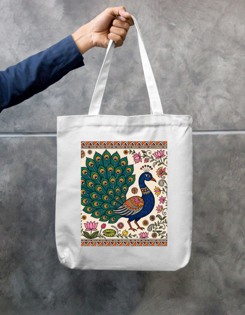 Peacock Art Tote Bag Zipper Tote Bag by @rd_digital_store